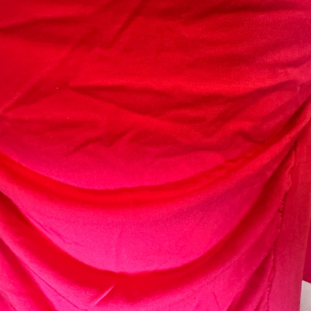 Ruby Ribbon Red/Pink Ruched Square-Neck 3/4 Sleeve Top Size L - Picture 7 of 16